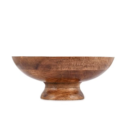 FRUIT BOWL Mango Wood Round Shaped Serving Bowl For Fruit,Dessert Platter Tray Dish Kitchen Dining Fruit,Dessert,Snack (12" x 12" x 5")