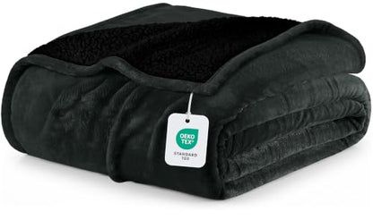 Utopia Bedding Reversible Plush Sherpa Blanket King Size Black, 90x102 Inch | Soft, Warm, Fleece, Bed, Sofa, Couch, Camping, Travel, Cozy, All Season - color: Black, size: King (90x102 Inch)