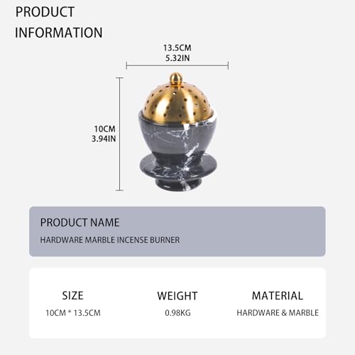 Sissi & yaya Marble Incense Burner with Brass Lid, 10 x 13.5 cm, Meditation and Spa Decor (Green) - color: Green