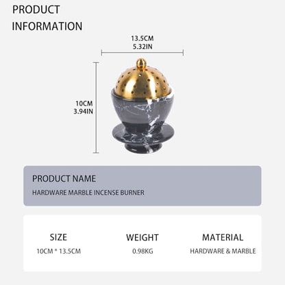 Sissi & yaya Marble Incense Burner with Brass Lid, 10 x 13.5 cm, Meditation and Spa Decor (Green) - color: Green