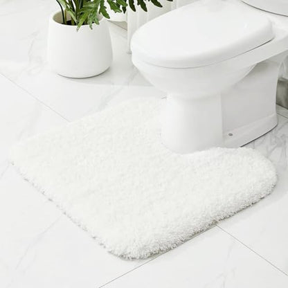 Toilet Rugs U-Shaped Mat 24x22, Contour Bathroom Mat - Ultra Soft & Absorbent Microfiber, Quick-Dry, Machine Washable with High Density Foam Latex Non Slip Backing, White - color: White, size: 24" X 22"(Toilet Rug)