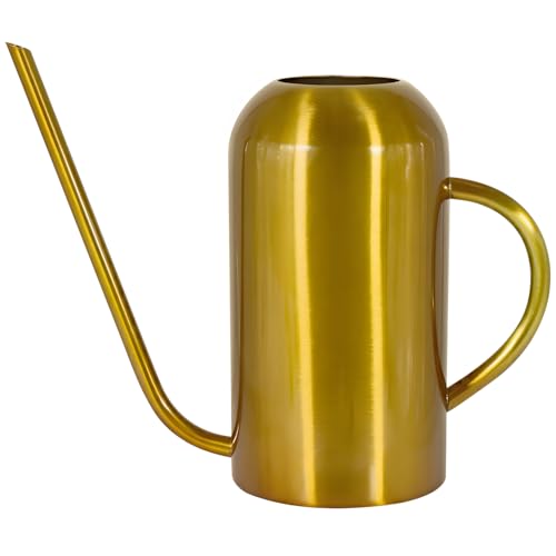 Watering Can Indoor Outdoor Plants, 50oz/1500ml Garden Long Spout Watering Cans, Stainless Steel Plants Watering Can Pot for Indoor House Plants Bonsai Flower Decorative - color: Gold