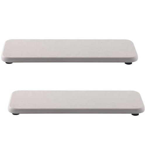NiuYichee 2 Pcs Sink Stone Soap Trays, Water Absorbing Diatomite Tray Used for Hand Soap/Cosmetic Bottles/Dish Soap in the Kitchen/Bathroom Sink Countertop, Fast Dry Stone Tray with Non-Slip Pads - color: White, size: 9" x 3.54" without groove