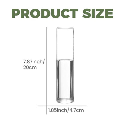 Glass Cylinder Bud Vases Skinny Single Flower Vase 12 Pcs | Tall Clear Glassware Container, Christmas Birthday Housewarming Holiday Decoration, Table Centerpiece Display