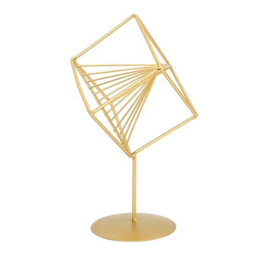 Gold Geometric Table Decor 3D Iron Geometric Sculpture for Living Room Study Office Home Decor 14x24cm