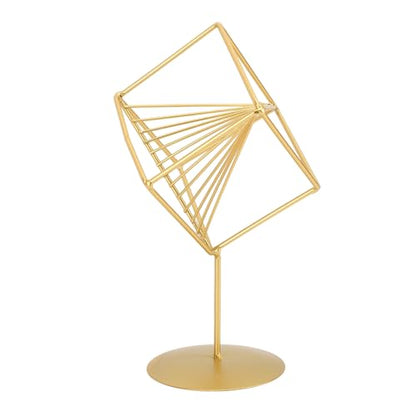 Gold Geometric Table Decor 3D Iron Geometric Sculpture for Living Room Study Office Home Decor 14x24cm