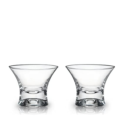 Viski Heavy Base Stemless Manhattan Glasses Set of 2 - Premium Crystal Cocktail Glass, Stemless Martini Glasses, Cocktail Glass Gift Set, 7 oz - style: Classic