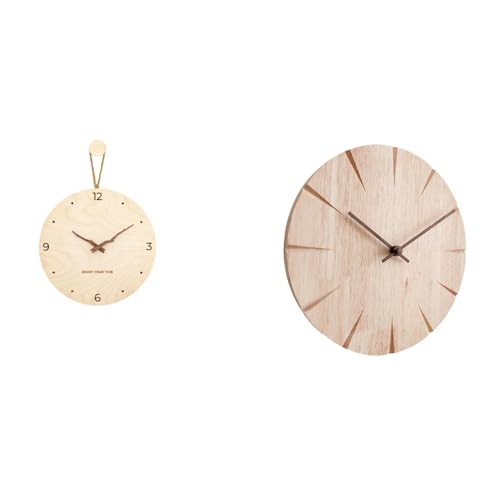 Baoblaze Minimalist Modern Nordic Solid Wood Wall Clock Decorative Hanging Ornament Creative Design Silent Non Ticking Gift for Bedroom Office Home Restaurant