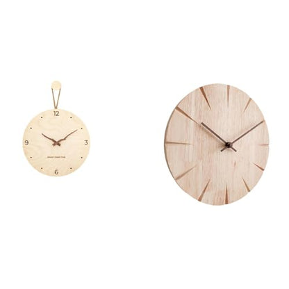 Baoblaze Minimalist Modern Nordic Solid Wood Wall Clock Decorative Hanging Ornament Creative Design Silent Non Ticking Gift for Bedroom Office Home Restaurant
