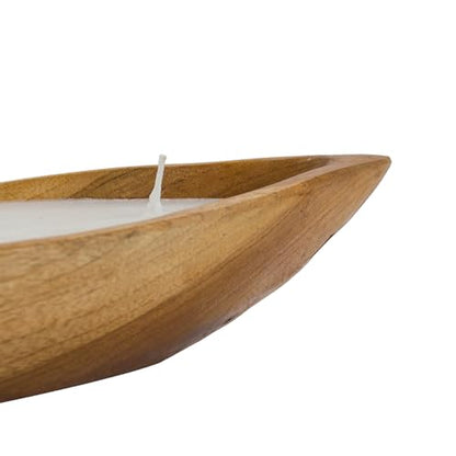 4-Wick Soy Wax Candle in Carved Teak Wood - 15.75"