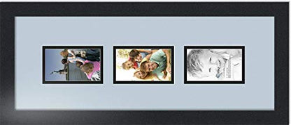 ArtToFrames Collage Photo Frame Double Mat with 3 - 3x5 Openings and Satin Black Frame - color: Baby Blue, size: 3 - 3x5