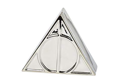 Harry Potter Deathly Hallows Silver Trinket Box - Ceramic Deathly Hallows Symbol Design with Lid - Great Gift for Any Fan - 12 oz