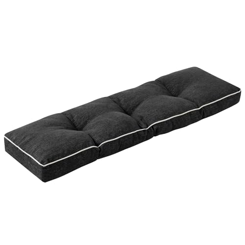IPYNBAP Bench Cushion, 36 x 14 Inch Patio Furniture Cushions with Durable Ties, Soft Memory Foam Bench Cushions for Indoor/Outdoor Furniture with Non-Slip Bottom, Kitchen&Dining, Black - color: Black, size: 36*14+4”