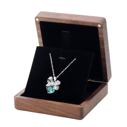 KUMGROT Walnut Wood Necklace Box Pendant Necklace Gift Box | Jewelry Gift Boxes with Velvet Soft Interior Holder for Necklaces Wedding, Romantic Proposal Gift Box, Jewelry Display Case - style: Jewelry Box