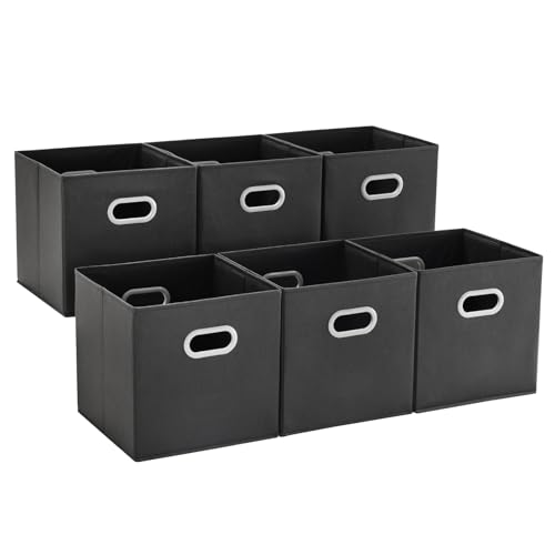 MAX Houser Fabric Storage Cubes Bins with Dual Plastic Handles, Closet Bedroom Drawer Organizer, Black - color: 12 black