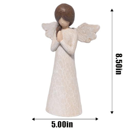 Hodao Christmas Angel Figurine, Praying Resin Figurines for Indoor Christmas Decorations, Wood‑Carved Style Tabletop Ornaments, 8.5in Tall, Holiday Home Decor & Gift for Women, Family, Friends - style: Z-praying-big