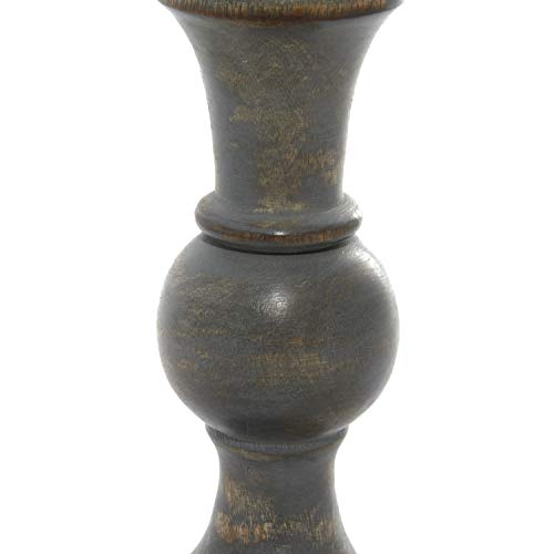 Deco 79 Wood Decorative Candle Holder Candle Stand, Set of 3 Candlestick Holder 6", 8", 10"H, Dark Gray