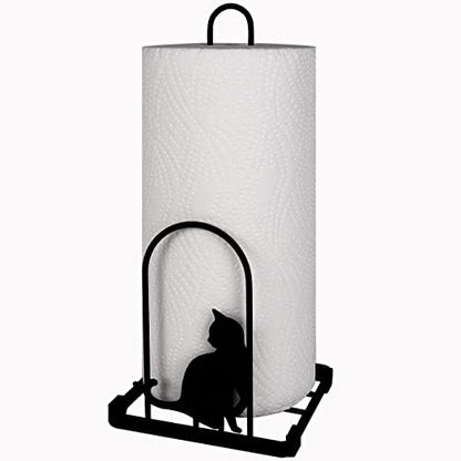 Paper Towel Holder, Kitchen Countertop Paper Towel Stand, Fits Standard Jumbo Roll in Dining Table or Bathroom, Metal Toilet Paper Dispenser with Heavy Duty Base (Black) - color: Black