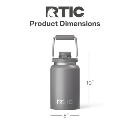 RTIC Half Gallon Outback Jug, Ceramic Lined, Graphite | Stainless Steel, Insulated Water Bottle with Lid and Handle, Double Wall Vacuum Insulation - color: Graphite