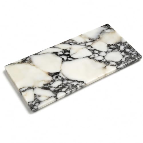 Calacatta Viola Marble Vanity Tray, 12 x 6 Inch | Natural marble for perfume, soap dispensers, jewelry, keys and candles; flat rimless 11.8 x 5.9 in tray, one piece included. - color: Slap 30x15cm