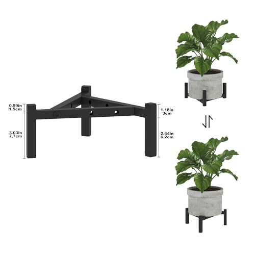 2-Pack Adjustable Plant Stand Indoor Outdoor, Black | Heavy Duty Metal Frame, Fits 8-14" Pots, Non-Slip Base, Stable On Any Floor, Pots Not Included - size: 2 Pack - Triangle