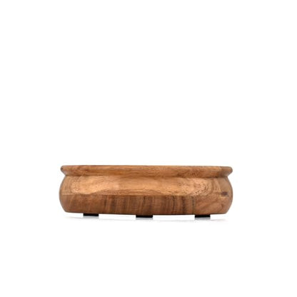 Fruit Bowl Acacia Wood Round Shaped Serving Bowl for Table Décor for Kitchen Counter (8" x 8" x 2.5")