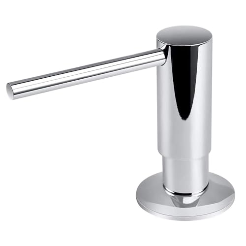 Samodra Sink Soap Dispenser, Metal Pump Head Liquid Lotion Countertop Kitchen Bathroom Soap Dispenser with 17 OZ PET Bottle (Chrome) - color: Chrome