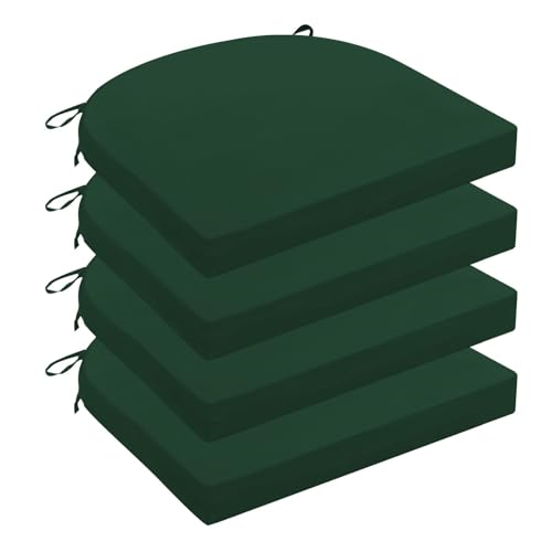 Wellsin Outdoor Chair Cushions for Patio Furniture, 3-Year Color Fastness Patio Chair Cushions Set of 4, Water Resistant Round Corner Outdoor Seat Cushions 17"X16"X2", Forest Green - color: Solid Color/ Forest Green, size: 17"x16"x2"(Pack of 4)