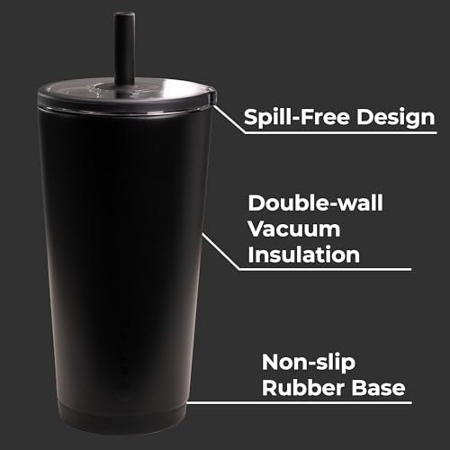 HydroJug Everyday Tumbler 20 oz, Ceramic-Lined Straw Cup, Black - color: Black, size: 20 Ounces