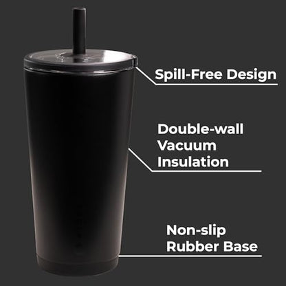 HydroJug Everyday Tumbler 20 oz, Ceramic-Lined Straw Cup, Black - color: Black, size: 20 Ounces