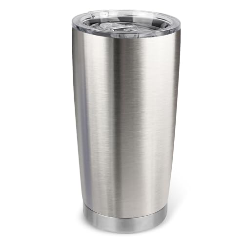 20oz Stainless Steel Tumbler with Lid, Travel Mug - Double Wall Vacuum Powder Coated Cup - Stainless steel, 1 Pack - color: Stainless, size: 1 Pack