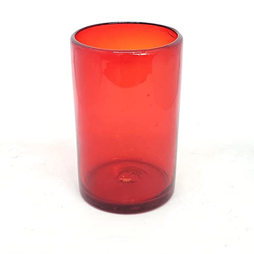 Solid Ruby Red 14 oz Drinking Glasses (set of 6), Recycled Glass, Lead-free, Toxin-Free (14oz Drinking) - color: Red, size: 14 oz