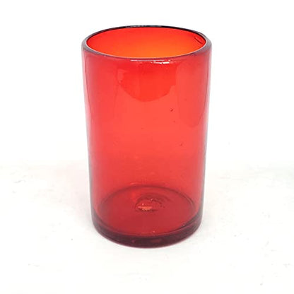 Solid Ruby Red 14 oz Drinking Glasses (set of 6), Recycled Glass, Lead-free, Toxin-Free (14oz Drinking) - color: Red, size: 14 oz