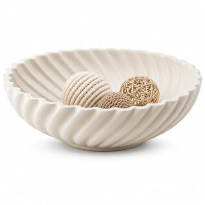 Ceramic Decorative Bowl, 10''×3'', Stylish Fruit Bowl for Kitchen Counter