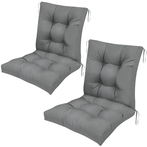 Outdoor Indoor Wicker Chair Cushion Set of 2 Waterproof Non Slip Dark Grey Patio Cushions for Outdoor Furniture Thicken Chair Seat Pad 41.7"*20.8"*3.9" - color: Dark Grey