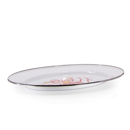 Golden Rabbit Enamelware Oval Platter, 12 x 16in, Ornament - color: Ornament