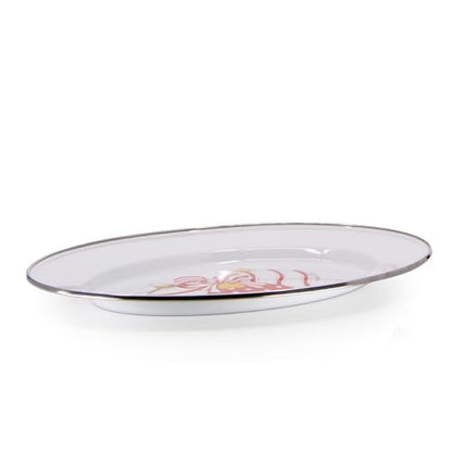 Golden Rabbit Enamelware Oval Platter, 12 x 16in, Ornament - color: Ornament
