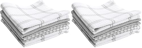 T-Fal Premium Waffle Dish Cloths: Highly Absorbent,Super Soft Long Lasting - 100% Cotton,12"x13" Flat Waffle Dish Towel for Cleaning & Drying Dishes,Grey,(Pack of 8) - color: Gray, size: 8-Pack