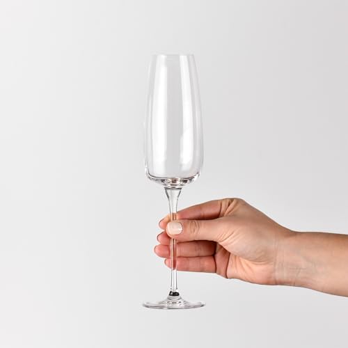 KROSNO Champagne Flutes Set of 4, 8.5 oz, Modern Collection | Drinking Glasses, Led-Free Crystal Glasses for Prosecco Sparkling Wine, Wedding Champagne Flutes, Dishwasher Safe - size: 7.4 fl oz (Set of 4)