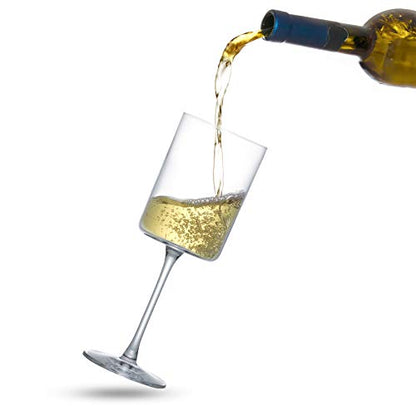 JoyJolt Claire 11.4oz White Wine Glass Set of 2, Elegant Crystal Stemware Stemmed Wine Glasses Made in Europe, Unique and Modern Glasses with Stem - style: White Wine Glasses