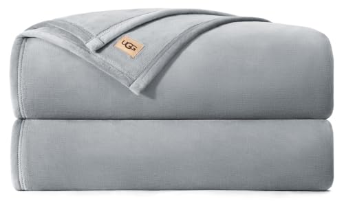 UGG Coco Queen Bed Blanket, Lightweight Fleece Blanket, 90" x 92", Gray | Fits Full and Queen Beds, Guest Room and Bedroom Use, All-Season, Premium Bedroom Decor, Grey Bedding Essentials - color: Gray, size: Queen