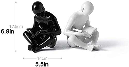 Bookend Supports Black and White Decorative Reading Bookends for Shelves Ceramic Home Decor Statues and Sculptures (1 Pair)