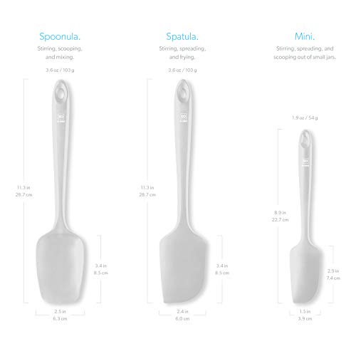 DI ORO Silicone Spatula Set - 600F Heat Resistant, 3-Pc Stone | Rubber scraper won't scratch nonstick pans; For baking, cooking, mixing, and frosting; BPA-free and dishwasher safe - color: Stone