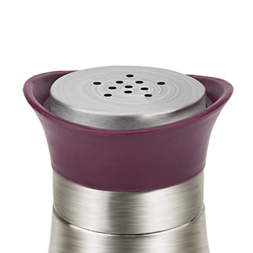 Salt Pepper Seasoning Glass Shaker with Stainless Steel Cover 2 pcs Pack Set (Purple) - color: Purple