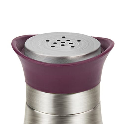 Salt Pepper Seasoning Glass Shaker with Stainless Steel Cover 2 pcs Pack Set (Purple) - color: Purple