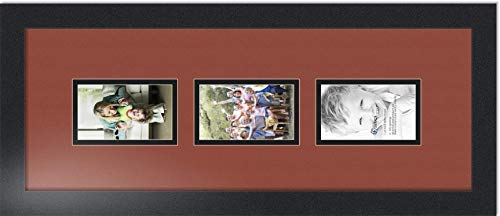 ArtToFrames Collage Photo Frame Double Mat with 3-3x5 Openings with Satin Black Frame and Cognac mat. - color: Cognac, size: 3 - 3x5
