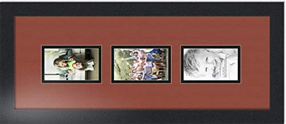 ArtToFrames Collage Photo Frame Double Mat with 3-3x5 Openings with Satin Black Frame and Cognac mat. - color: Cognac, size: 3 - 3x5