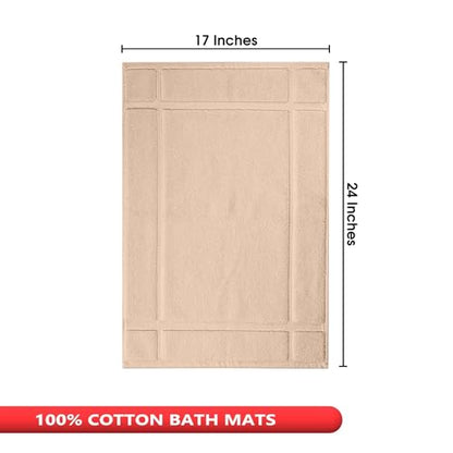100% Cotton Bath Mat 24x17 Inches, 1350 GSM Thick Plush, Soft Absorbent, Oeko-Tex Certified, Durable Construction – Beige - color: Beige