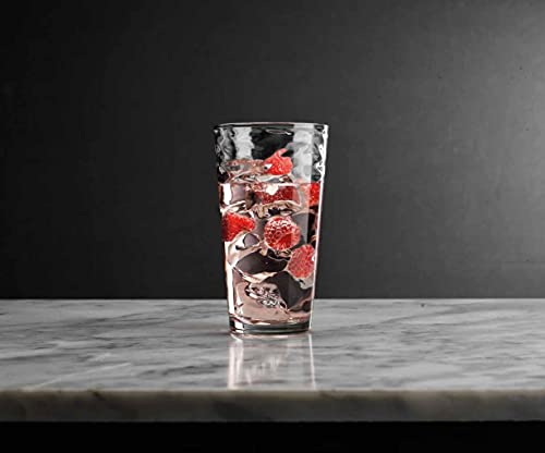Glaver's Hammered Glass Cups. Cocktail Drinking Glasses Set of 6 Tall Kitchen Glasses, 17 oz Water Glassware For Bar, Juice, Beer, Iced Tea, Everyday Cordial Glasses Drinkware. - size: 17 Ounces