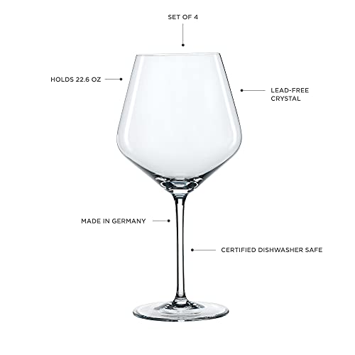 Spiegelau Style Burgundy Wine Glasses, Crystal Clear Red Wine Glasses for Pinot Noir, Elegant Glassware, Wedding Gifts, Birthday Gifts for Women and Men, Home Bar Accessories, 22.6 oz, Set of 4 - style: Burgundy Glasses
